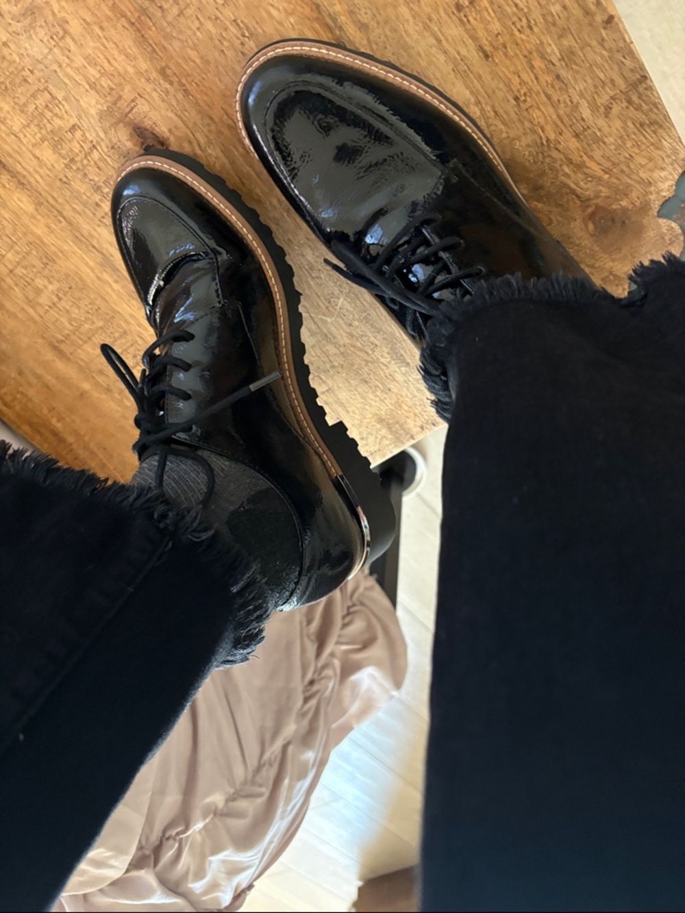 Franco Sarto Black Patent Leather Lace-Up Oxfords